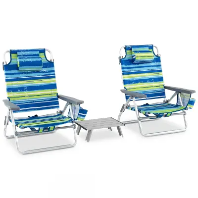 Komplet 2 plažnih stolov s mizico