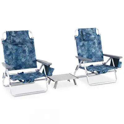 Komplet 2 plažnih stolov s mizico