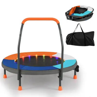 Otroška mini trampolina z ročajem in lučkami