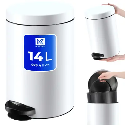 Koš za odpadke 14L Posoda za odpadke s pedalom Bela jeklo