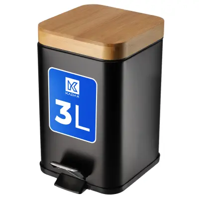 Koš za odpadke iz belega bambusa, nagibni s pedalom, 3 l