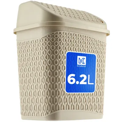 Koš za kopalniške odpadke bež barve 6,2 l Nagibni kopalniški zabojnik