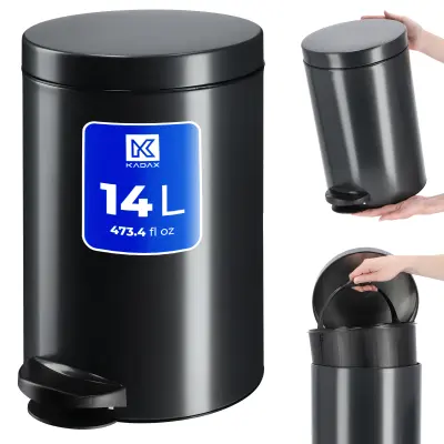 Koš za odpadke 14L Posoda za odpadke s pedalom, črna, jeklena