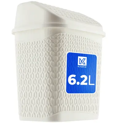 Koš za odpadke za kopalnico, stranišče, 6,2 l, nagibna posoda, majhna, bela