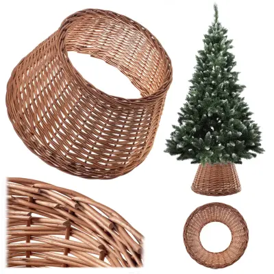 Prevleka za stojalo za božično drevo iz pletenega pletja 45 cm, naravna, prevleka za stojalo za košare