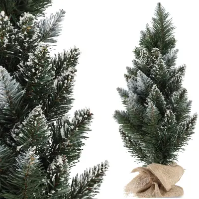 Umetno božično drevo, realistično, majhno, 50 cm, prekrito s snegom, za mizo, brez jute