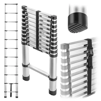 aluminijasta teleskopska gospodinjska lestev, raztegljiva, zložljiva, 11 stopnic, 125 kg