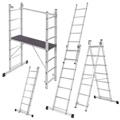 Mini aluminijasti oder 2x7 stopnic Zložljiva delovna ploščad Lestev 3v1