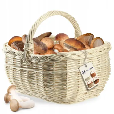 Pletena košara za gobe, nakupovanje, piknik, sadje, pletena, bela, velika