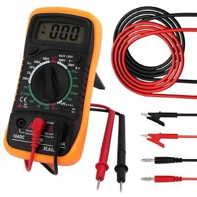 Set XL830L Digitalni Multimeter – Kabli s Krokodilčki 100 cm, 1000V 15A | LCD, HOLD, 9V Baterija