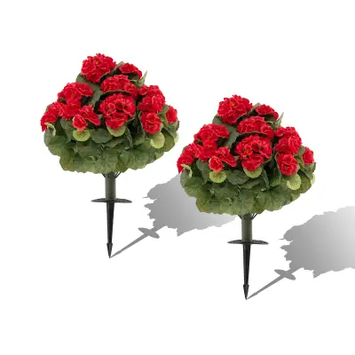 Komplet umetnih cvetov rdeče pelargonije, 2 kosa