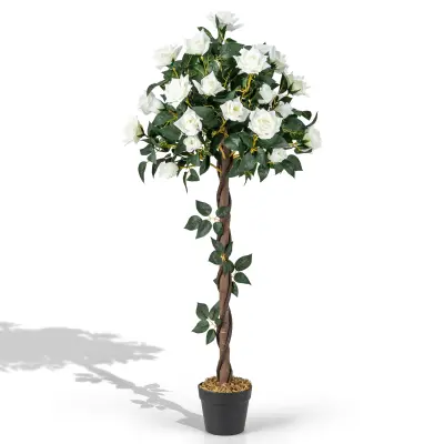 Umetno drevesce z belimi vrtnicami, 120 cm Okrasna rastlina