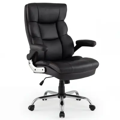 Ergonomski pisarniški stol z nasloni za roke, črn