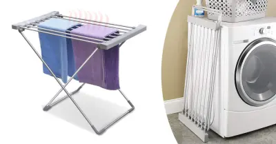 Električni sušilnik oblačil z 8 ogrevalnimi palicami, 120W - zložljiv in energetsko učinkovit