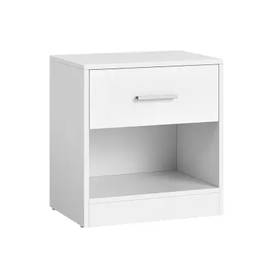 Klasična bela nočna omarica z predalom in odprto polico - 39x27,6x41cm
