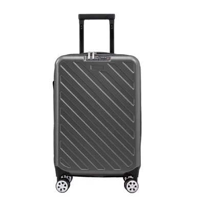 Zložljiv temno sivi kovček, kapaciteta 36L, material PC+ABS, aluminijast ročaj, kolesa premera 5 cm