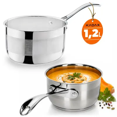 Pot, jeklena ponev, 1,2 l, ročaj, plin, indukcija, nerjaveče jeklo
