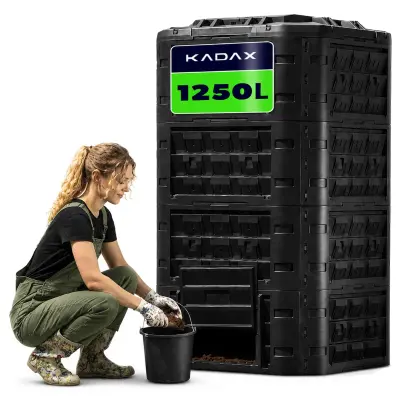 Modularni vrtni kompostnik Črna, zmrzal odporna gnojilna posoda Velika XXL 1250L