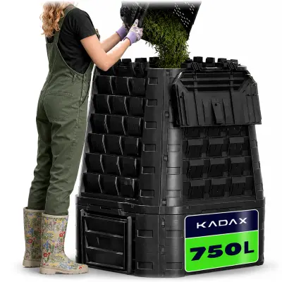 Vrtni kompostnik 750L, velik modularni, zmrzal odporen, gnojilo za celo leto
