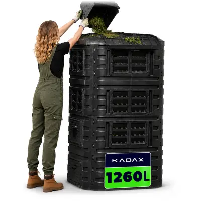 Modularni vrtni kompostnik 1260 l, celoletni, odporen proti zmrzali, črne barve