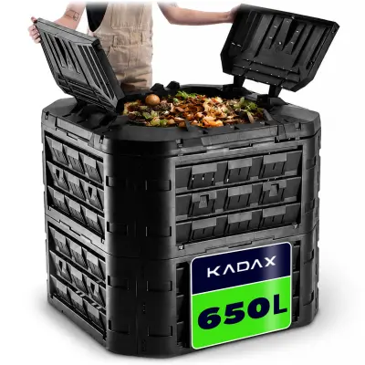 Velik modularni vrtni kompostnik, celoletno gnojilo, odporno proti zmrzali, 650 l