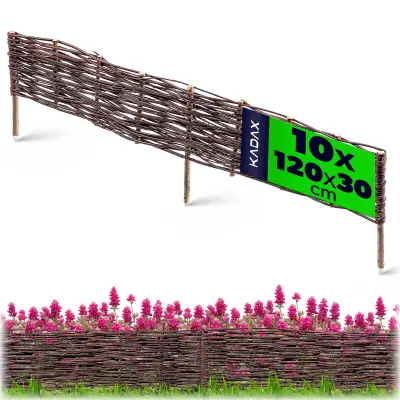 Vrtna palisadna ograja iz pletenega pletja 120x30 cm, komplet 10 kosov