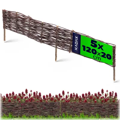 Pletena palisada 120x20 Pletena ograja Pletena vrtna obroba 5 kosov