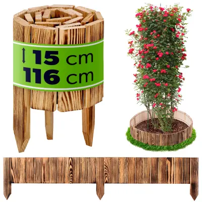 Palisade vrtna obroba lesena travna ograja kladiva rjava 15x116