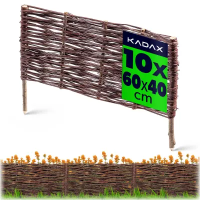 Vrtna palisadna ograja iz pletenega materiala, 60x40 cm, komplet 10 kosov
