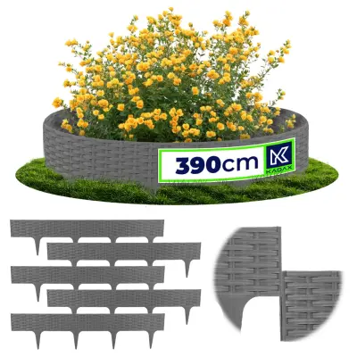Obroba za trato Vrtna palisada Ograja za vožnjo siva 390 cm 5 kosov