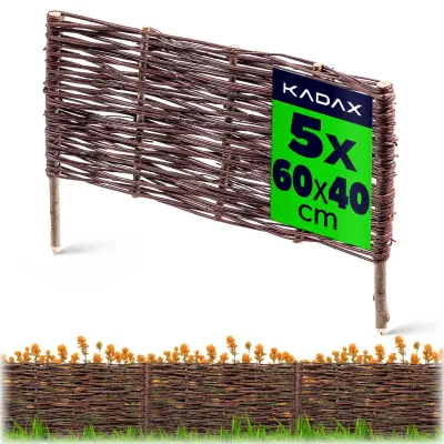 Vrtna palisadna ograja iz pletenega materiala, 60x40 cm, komplet 5 kosov