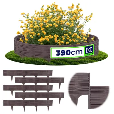 Obroba trate Vrtna palisada Ograja za vožnjo rjava 390 cm 5 kosov