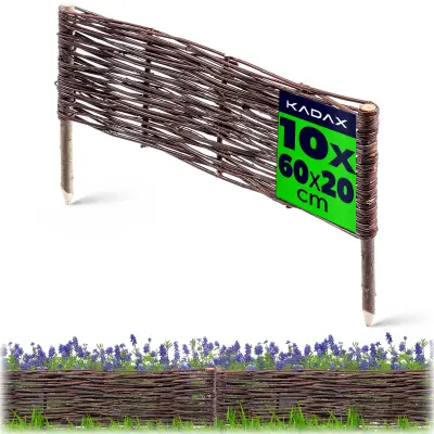 Vrtna palisadna ograja iz pletenega materiala, 60x20 cm, komplet 10 kosov