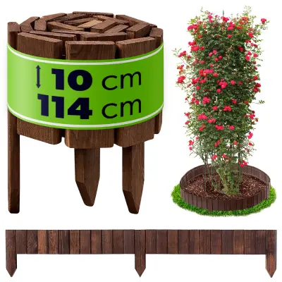 Palisade vrtna obroba lesena travna ograja kladiva rjava 10x114