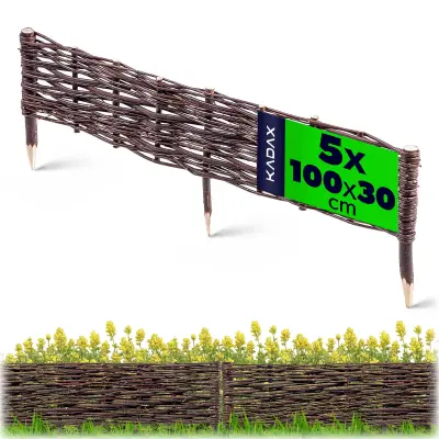 Vrtna palisada 100x30cm Pletena ograja Obroba za trato 5 kosov