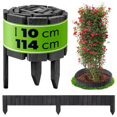 Palisade vrtna obroba lesena ograja za trato v sivi barvi 10x114