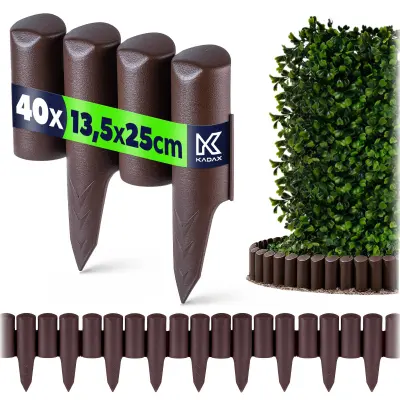 Vrtna palisada 960 cm Vrtni rob Vrtna ograja Plastika UV Rjava
