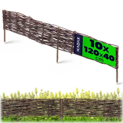 Vrtna palisadna ograja iz pletenega pletja 120x40 cm, komplet 10 kosov