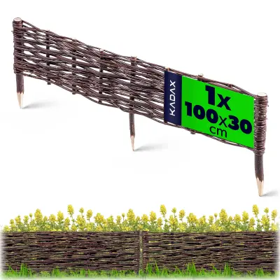 Vrtna palisadna ograja iz pletenega materiala, visoka 100 x 30 cm