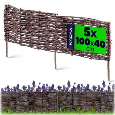 Vrtna palisadna ograja iz pletenega materiala, 100x40 cm, komplet 5 kosov