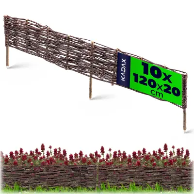 Vrtna palisadna ograja iz pletenega materiala, 120x20 cm, komplet 10 kosov