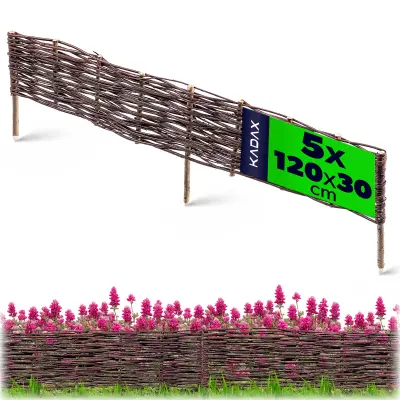 Vrtna palisadna ograja iz pletenega materiala, 120x30 cm, komplet 5 kosov