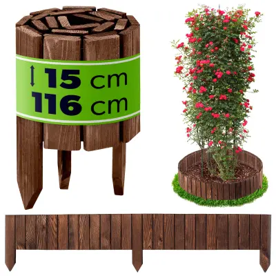 Palisade vrtna obroba lesena travna ograja kladiva rjava 15x116