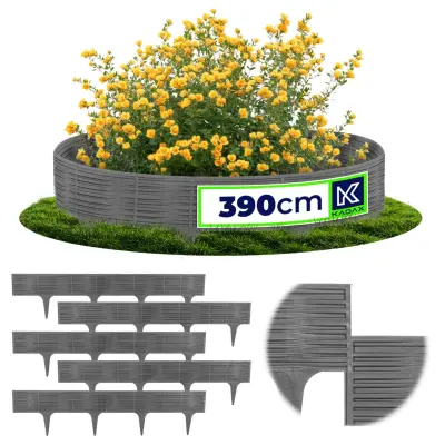 Obroba za trato Vrtna palisada Ograja za vožnjo siva 390 cm 5 kosov