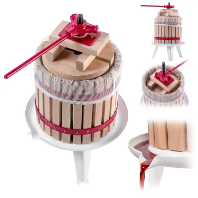 Ročna vijačna stiskalnica za sadje, sok, vino, liker 12 l + vrečka