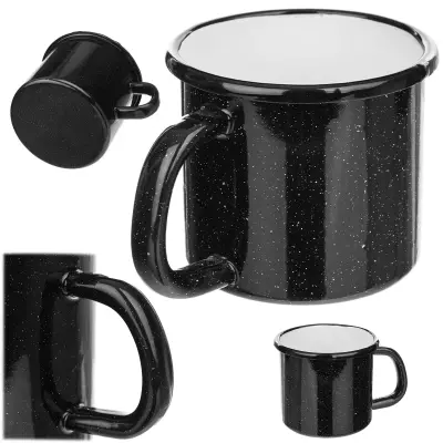 Emajlirana skodelica 400 ml, lonček 8 cm, retro darilo z ročajem