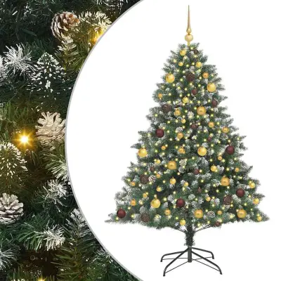 vidaXL Umestno božično drevo Zelena 180 cm PVC, plastika in jeklo