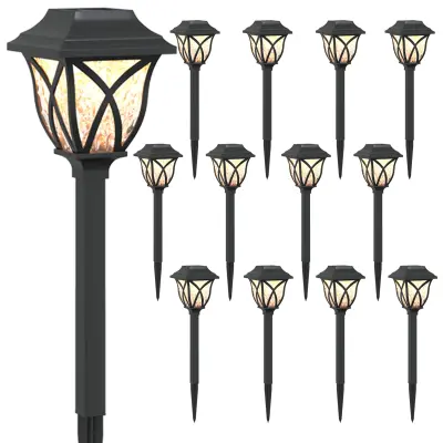 vidaXL Sončne luči za zunanjo uporabo z zemeljskim klinom 12 pcs 42 cm