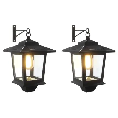 vidaXL Stenska Svetilka with LED Bulb 2 kos Črna 19 x 14 x 25 cm