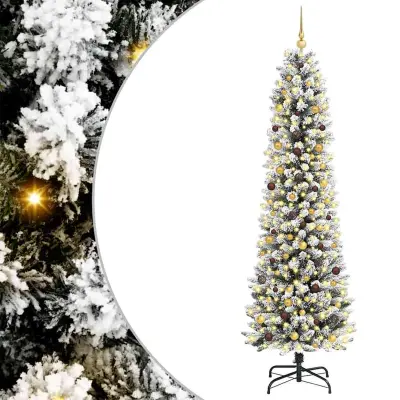 vidaXL Umestno božično drevo Bela 240 cm PVC, kovina in plastika